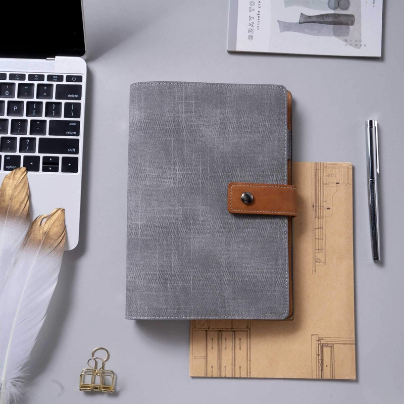 CAGIE A5 Refillable Faux Leather Traveler Notebook Binder Journals 6 Ring Binder Personal Organizer Travel Diary for Women Men Lined Grid Blank Paper with Calendar - Image 5